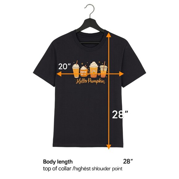 Cozy Seasonal Latte Lovers Large Pumpkin Spice Coffee Graphic Tee Black - Picture 6 of 6